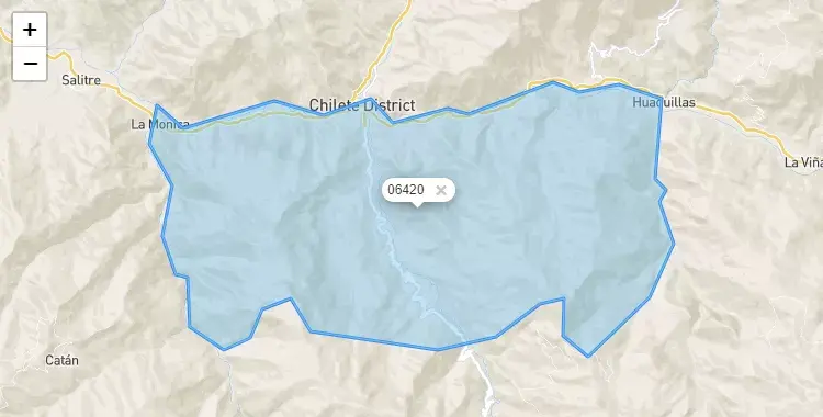 Mapa de la zona del código postal 06420 en Chilete, Cajamarca