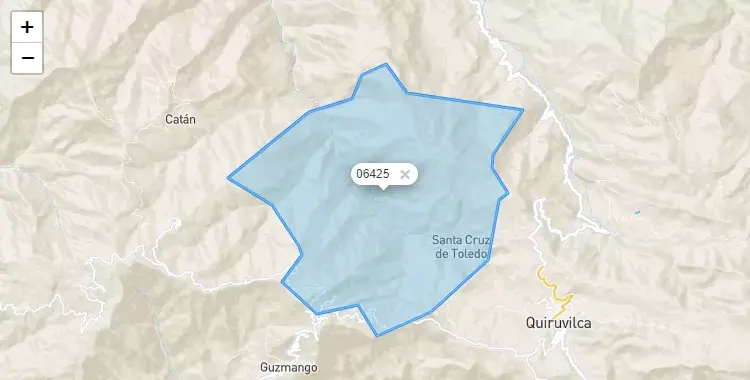 Mapa de la zona del código postal 06425 en Santa Cruz de Toled, Cajamarca