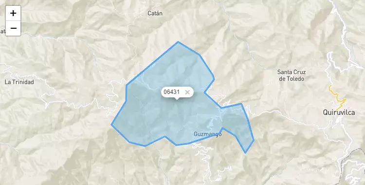 Mapa de la zona del código postal 06431 en Guzmango, Cajamarca
