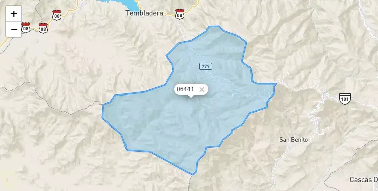 Mapa de la zona del código postal 06441 en Cupisnique, Cajamarca