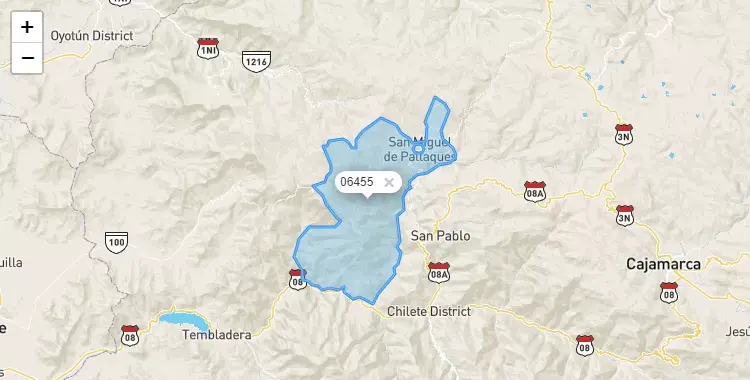 Mapa de San Miguel, capital de la provincia de San Miguel, Cajamarca