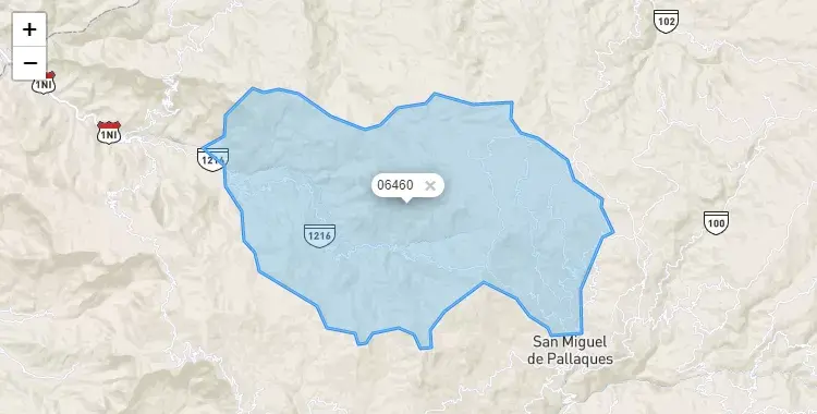 Mapa de la zona del código postal 06460 en Calquis, Cajamarca