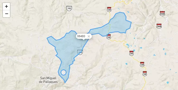 Mapa de la zona del código postal 06480 en Llapa, Cajamarca