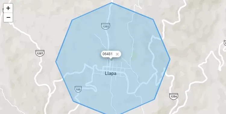 Mapa de la zona del código postal 06481 en Llapa, Cajamarca