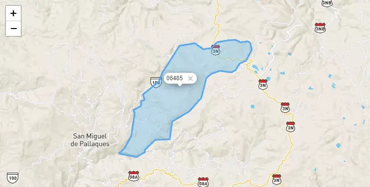 Mapa de la zona del código postal 06485 en San Silvestre de Cochan, Cajamarca
