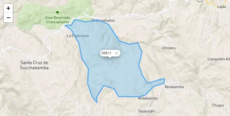 Mapa de la zona del código postal 06611 en La Esperanza, Cajamarca