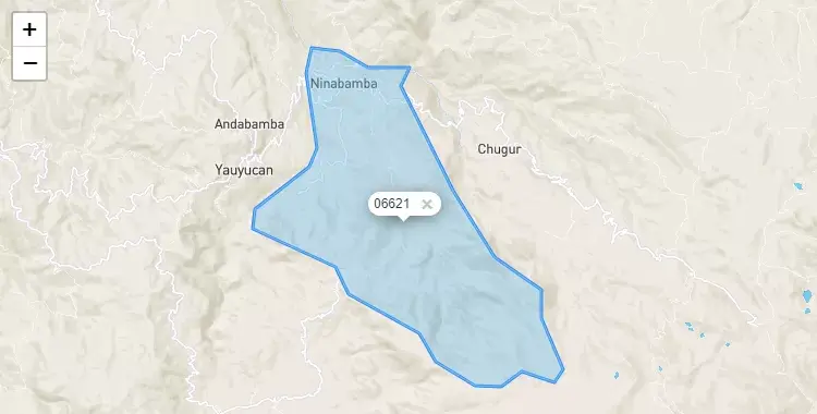 Mapa de la zona del código postal 06621 en Ninabamba, Cajamarca