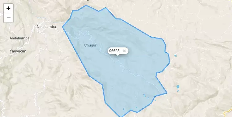 Mapa de la zona del código postal 06625 en Chugur, Cajamarca