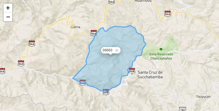 Mapa de la zona del código postal 06660 en Sexi, Cajamarca
