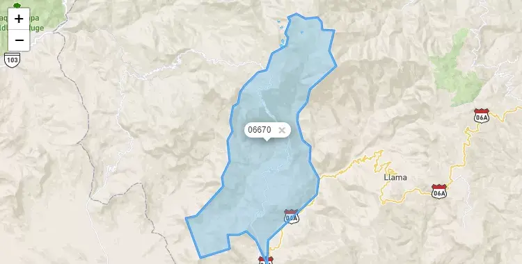 Mapa de la zona del código postal 06670 en San Juan de Licupis, Cajamarca