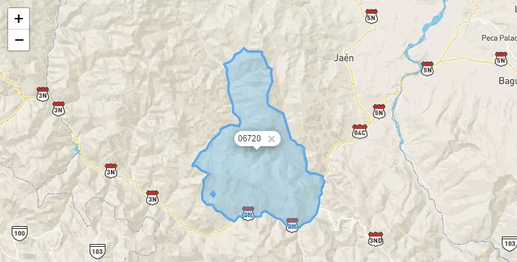 Mapa de la zona del código postal 06720 en Colasay, Cajamarca
