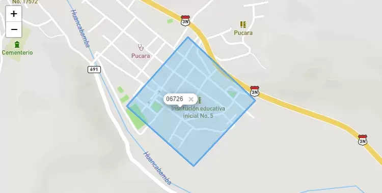 Mapa de la zona del código postal 06726 en Pucará, Cajamarca
