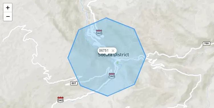 Mapa de la zona del código postal 06751 en Socota, Cajamarca