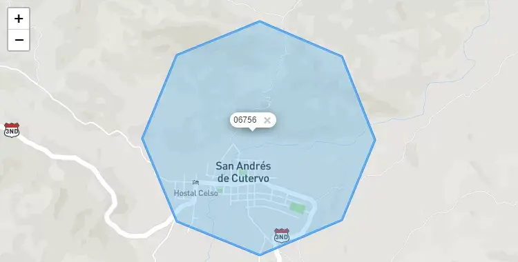 Mapa de la zona del código postal 06756 en San Andres de Cutervo, Cajamarca