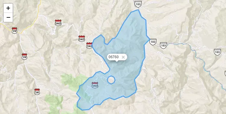 Mapa de la zona del código postal 06760 en Santo Tomas, Cajamarca