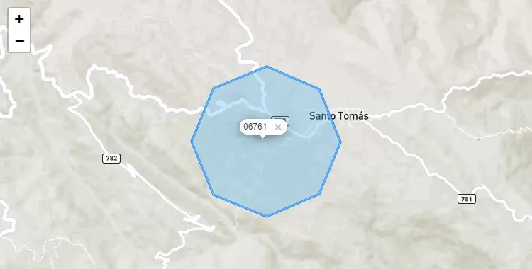 Mapa de la zona del código postal 06761 en Santo Tomas, Cajamarca