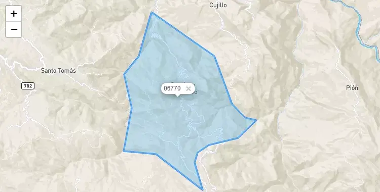Mapa de la zona del código postal 06770 en San Juan de Cutervo, Cajamarca