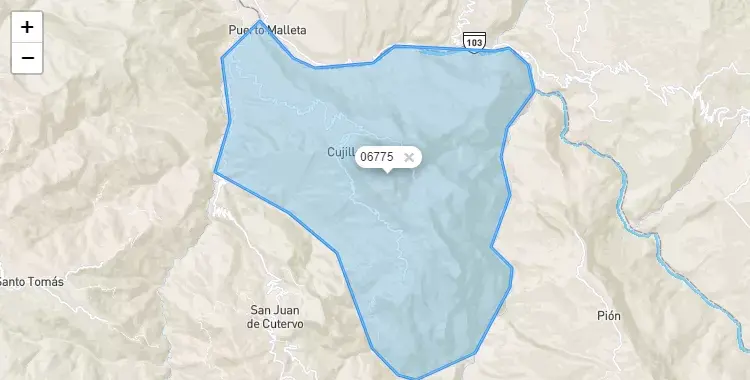 Mapa de la zona del código postal 06775 en Cujillo, Cajamarca