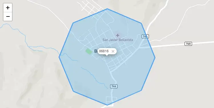 Mapa de la zona del código postal 06816 en Bellavista, Cajamarca
