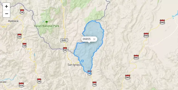 Mapa de la zona del código postal 06855 en San José de Lourdes, Cajamarca