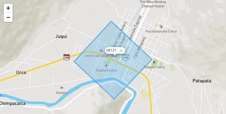Mapa de Calca, capital de la provincia de Calca, Cuzco