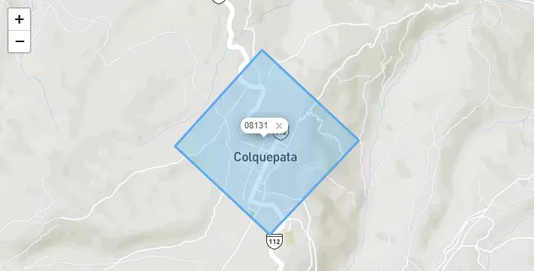 Mapa de la zona del código postal 08131 en Colquepata, Cuzco