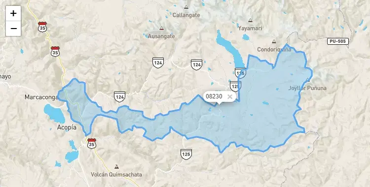 Mapa de Checacupe, capital de la provincia de Canchis, Cuzco