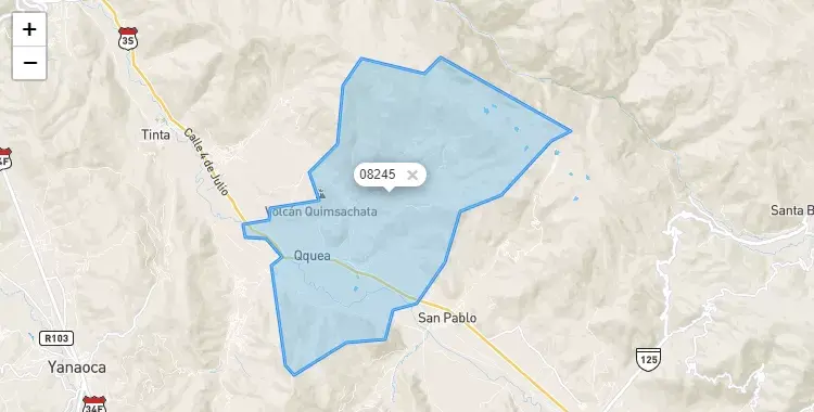 Mapa de la zona del código postal 08245 en San Pedro, Cuzco