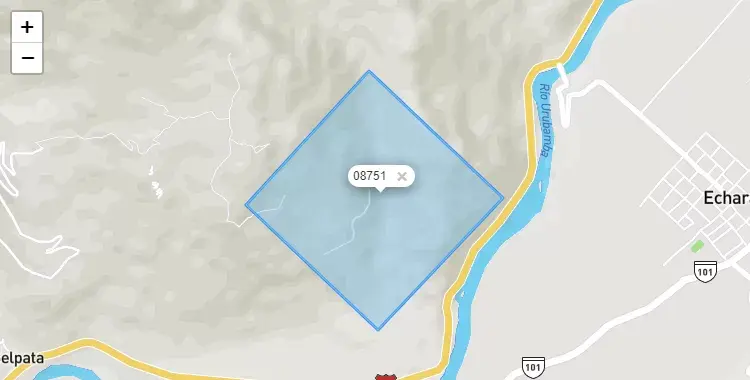 Mapa de Echarate, capital de la provincia de La Convención, Cuzco