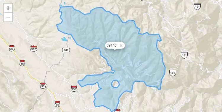 Mapa de la zona del código postal 09140 en Huaribamba, Huancavelica