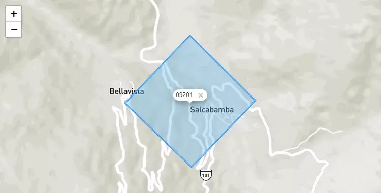 Mapa de la zona del código postal 09201 en Salcabamba, Huancavelica
