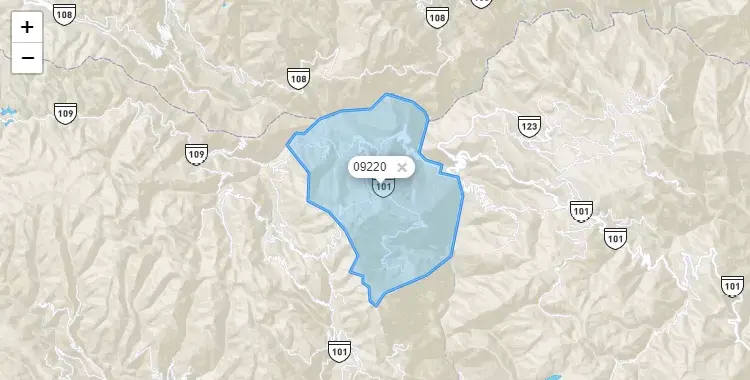 Mapa de la zona del código postal 09220 en Salcahuasi, Huancavelica