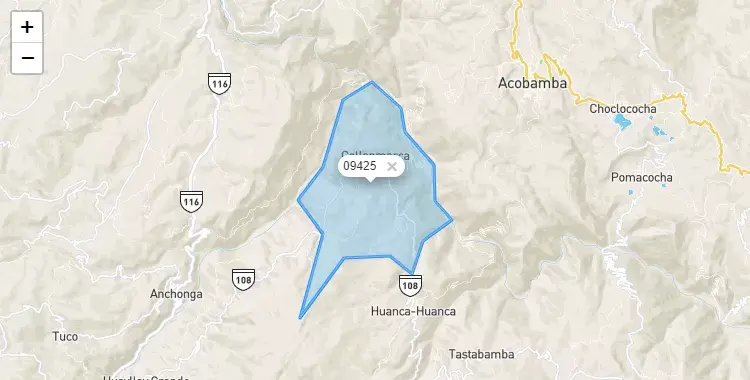 Mapa de la zona del código postal 09425 en Callanmarca, Huancavelica