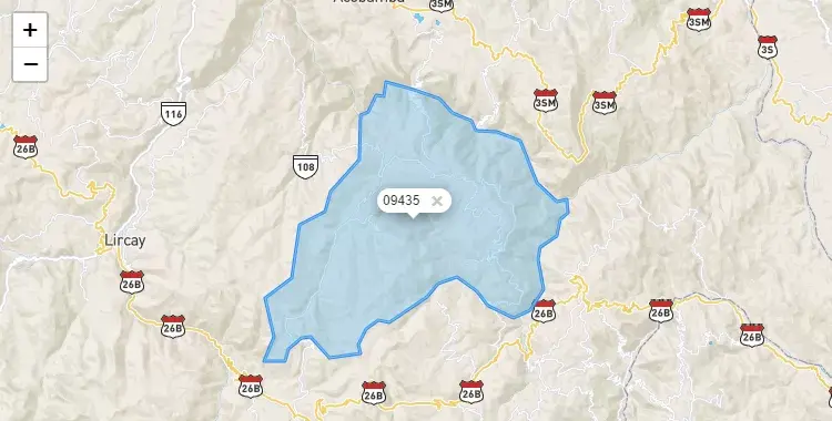 Mapa de la zona del código postal 09435 en Congalla, Huancavelica