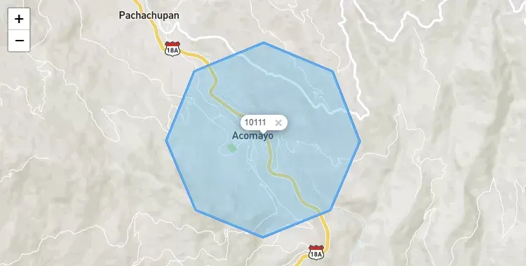 Mapa de la zona del código postal 10111 en Chinchao, Huanuco