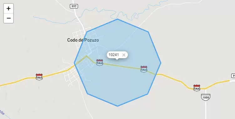 Mapa de la zona del código postal 10241 en Codo del Pozuzo, Huanuco