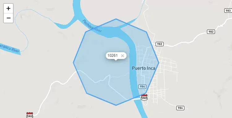 Mapa de Puerto Inca, capital de la provincia de Puerto Inca, Huanuco