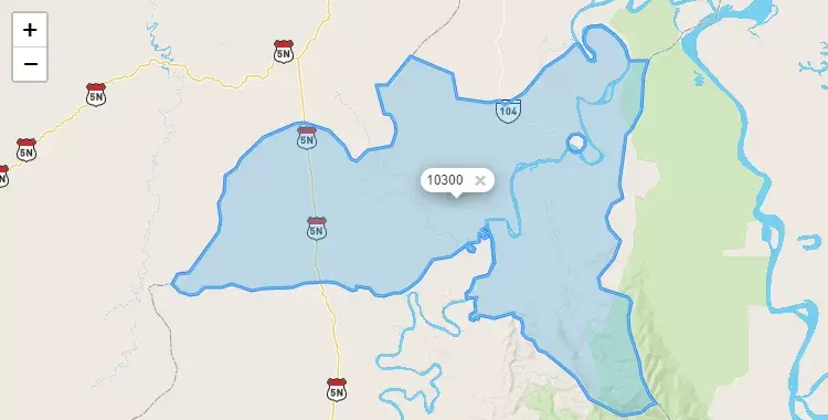 Mapa de la zona del código postal 10300 en Tournavista, Huanuco