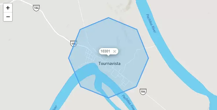 Mapa de la zona del código postal 10301 en Tournavista, Huanuco