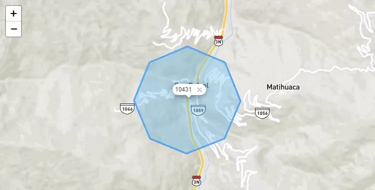Mapa de la zona del código postal 10431 en San Rafael, Huanuco