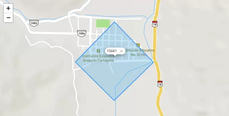Mapa de la zona del código postal 10441 en Huacar, Huanuco
