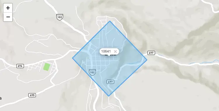 Mapa de la zona del código postal 10641 en Llata, Huanuco