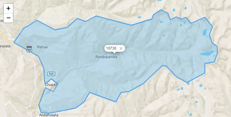 Mapa de Aparicio Pomares, capital de la provincia de Yarowilca, Huanuco