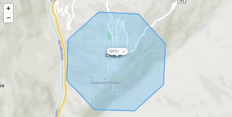 Mapa de la zona del código postal 10731 en Aparicio Pomares, Huanuco