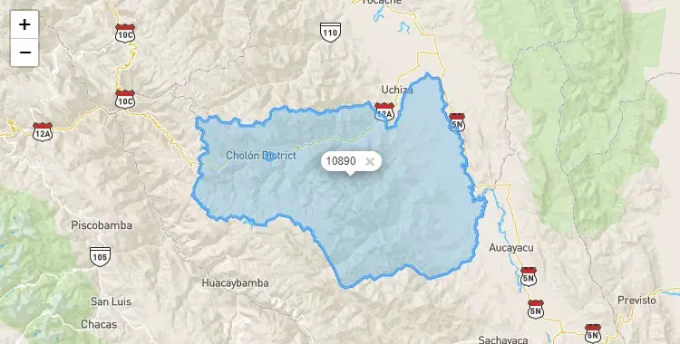 Mapa de Cholón, capital de la provincia de Marañon, Huanuco