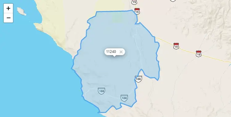 Mapa de la zona del código postal 11240 en Ocucaje, Ica