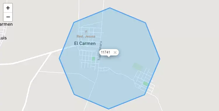 Mapa de la zona del código postal 11741 en El Carmen, Ica