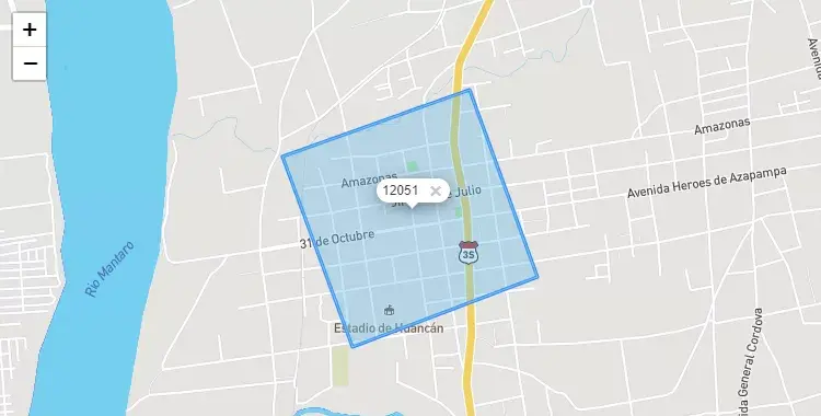 Mapa de la zona del código postal 12051 en Huancan, Junín