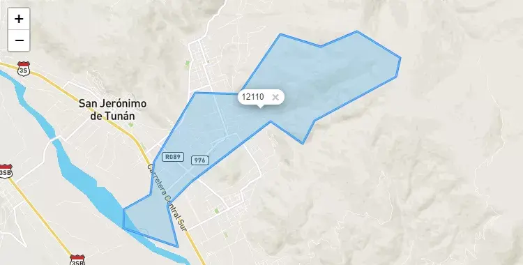 Mapa de la zona del código postal 12110 en Saño, Junín