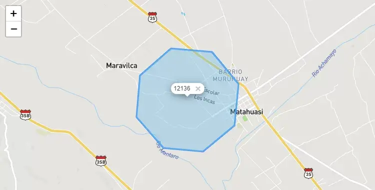 Mapa de la zona del código postal 12136 en Matahuasi, Junín